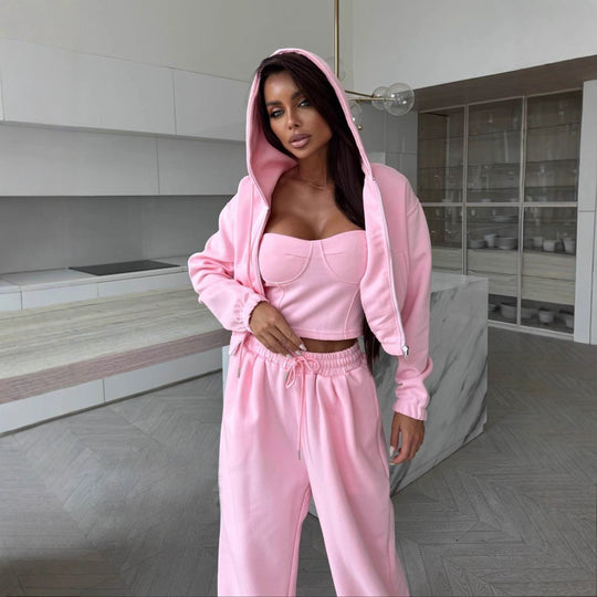 Damen lässiges Freizeitoberteil und bequeme Hose im Set R&B