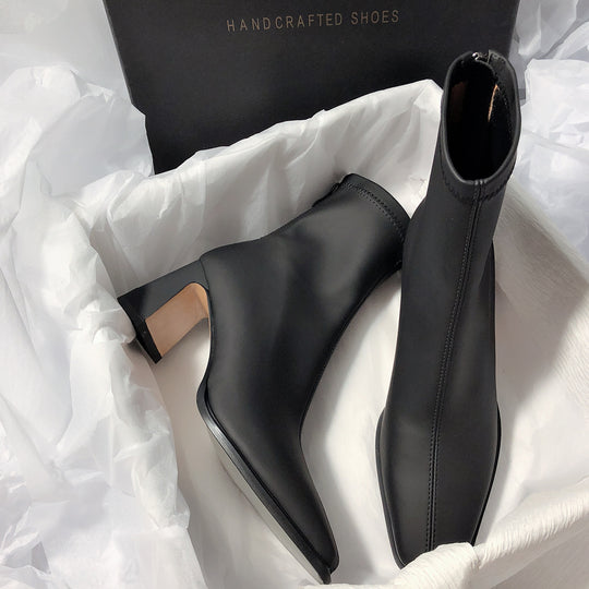 Damen elegante Ankle Boots mit stabiler Blockabsatz und flexiblem Innenfutter R&B