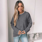 Damen Strickpullover mit dekorativem Saum und weiten Ärmeln R&B