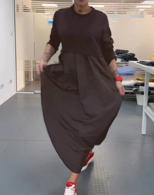 Damen nan Oversize-Maxikleid mit tiefer Passe und seitlichen Eingrifftaschen R&B