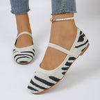 Damen Bequeme Ballerinas mit elastischer Riemchenverbindung und modischem ZR&Bra-Design R&B