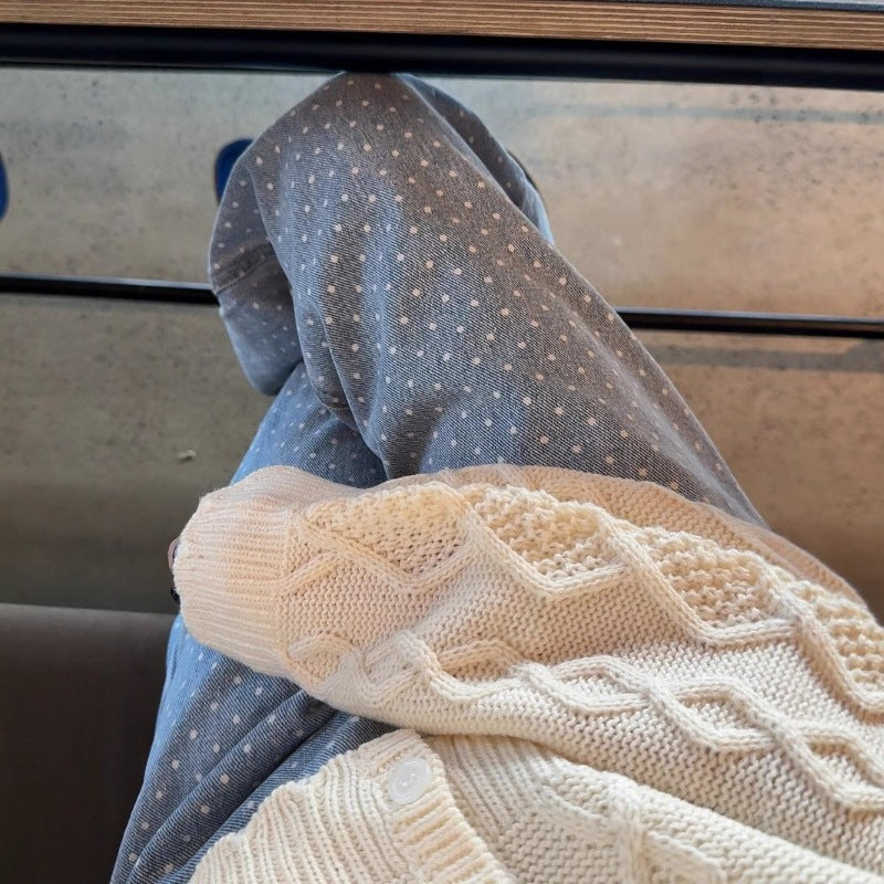 Damen Weit geschnittene Jeans mit Polka-Dots R&B