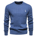 Herren Strickpullover mit Zopfmuster und Rundhalsausschnitt
