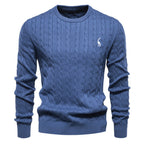 Herren Strickpullover mit Zopfmuster und Rundhalsausschnitt