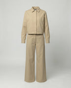 Damen kurze Blousonjacke und extraweite Palazzohose aus Baumwolltwill R&B