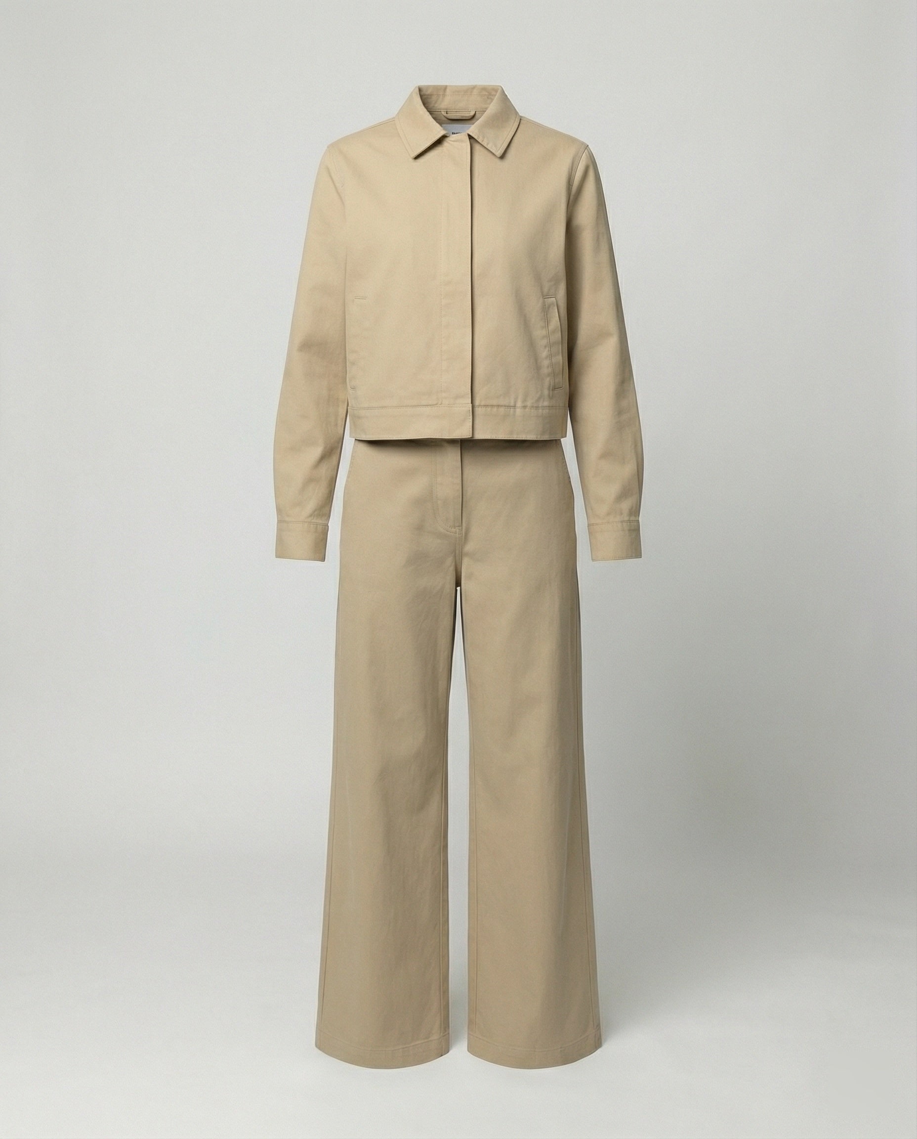 Damen kurze Blousonjacke und extraweite Palazzohose aus Baumwolltwill R&B