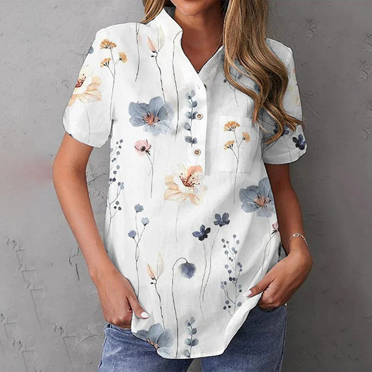 Damen Halbarmbluse mit floralem Stickdesign R&B