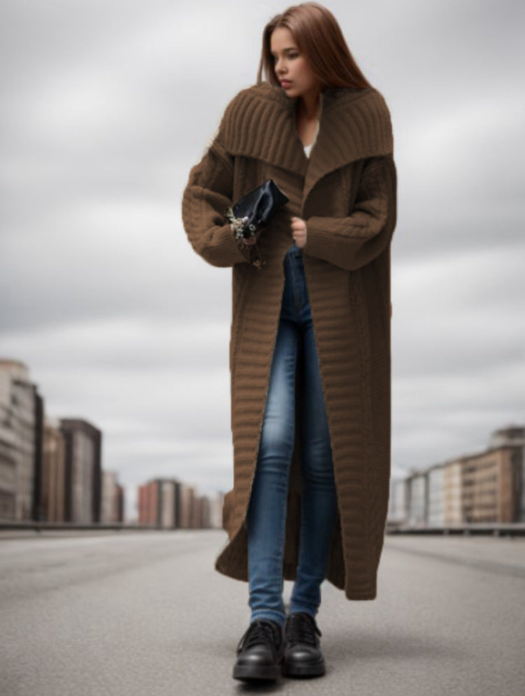 Damen Großer Strickmantel mit voluminösen Ärmeln und modernem Schnitt R&B
