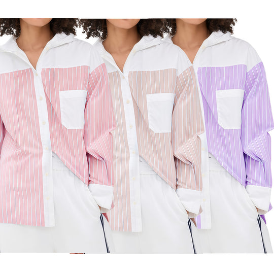 Damen elegante Satinbluse mit Puffärmeln und modernem Kragen R&B
