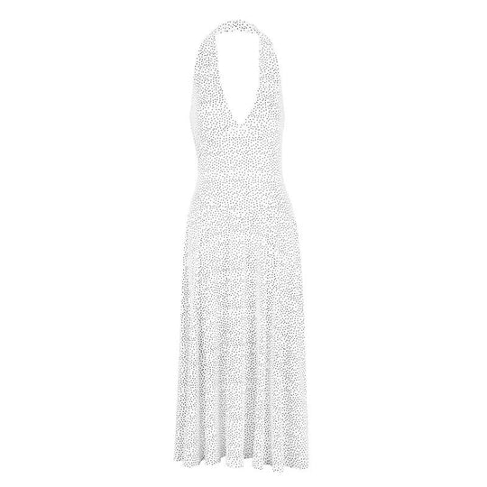 Damen Sommerliches Neckholderkleid mit tiefem V-Ausschnitt und weit schwingendem Rock R&B