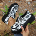 Damen Schnürschuhe mit floralem Muster und robustem Profil R&B