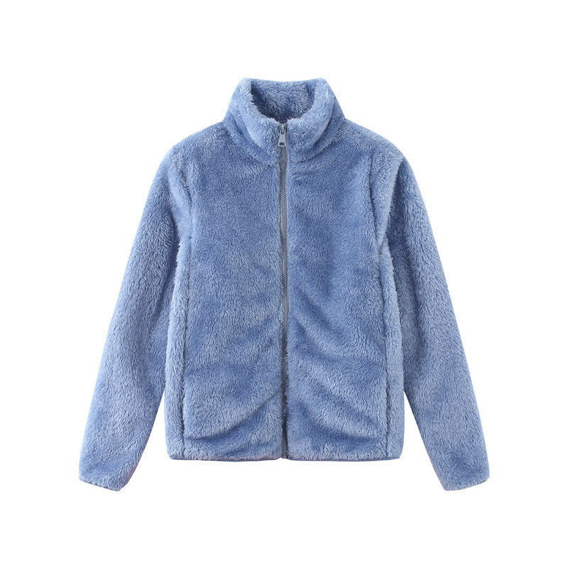 Damen gemütliche Fleecejacke mit hohem Kragen und praktischem Reißverschluss R&B