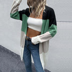Damen lässiger Cardigan mit farbblockierendem Design