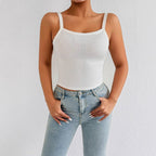 Damen Basic Tops mit verstellbaren Trägern und figurbetontem Schnitt