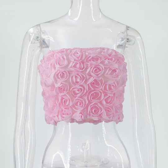 Damen Oberteil mit 3D-Rosenmuster R&B