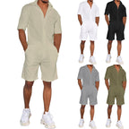 Herren lässiges Kurzarm-Walking-Outfit mit praktischen Taschen R&B