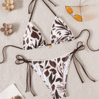 Damen Triangel-Bikini mit floralen Details und verstellbaren Trägern R&B