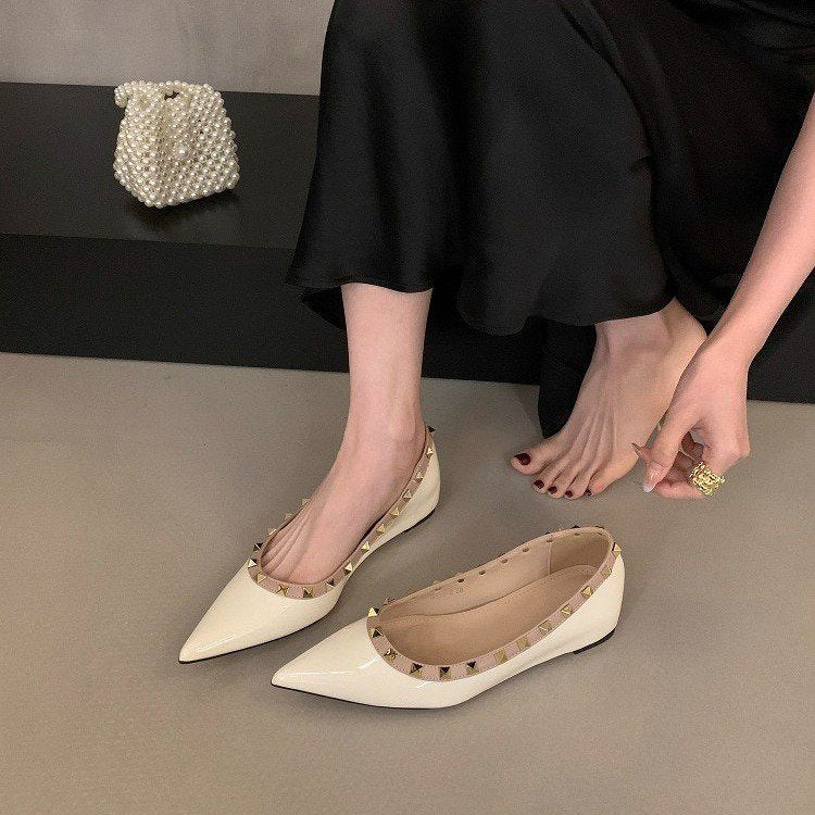 Damen spitze Ballerinas mit elegantem Riemchen und dekorativen Nieten R&B