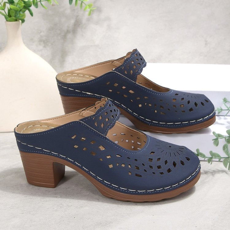 Damen Komfortable Plateausandalen mit offenem Zehenbereich und dekorativem Schnitt R&B