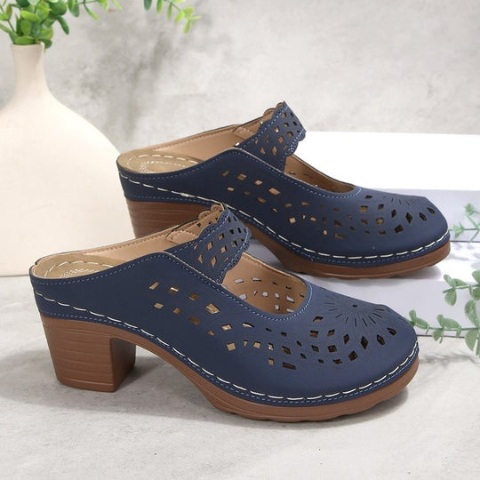 Damen Komfortable Plateausandalen mit offenem Zehenbereich und dekorativem Schnitt R&B