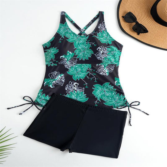 Damen Tankini-Set mit floralem Oberteil und sportlichem Höschen R&B