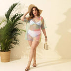 Damen transparenter Strandüberwurf aus leichtem Netzmaterial R&B