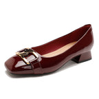 Damen Ballerinas mit eleganter Schnallenapplikation und komfortablem Blockabsatz