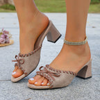 Damen Elegante Sandaletten mit raffiniertem Schleifen-Detail und stylischem Blockabsatz R&B