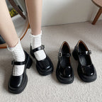 Damen elegante Plateau-Ballerinas mit modischer Schnallenverzierung und rutschfester Sohle R&B