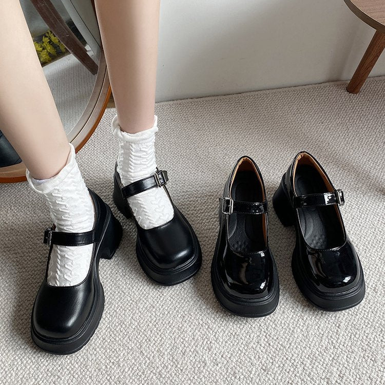 Damen elegante Plateau-Ballerinas mit modischer Schnallenverzierung und rutschfester Sohle R&B