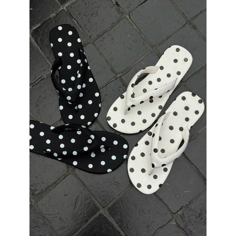 Damen trendige Zehentrenner-Sandalen mit Polka-Dots-Dekor R&B