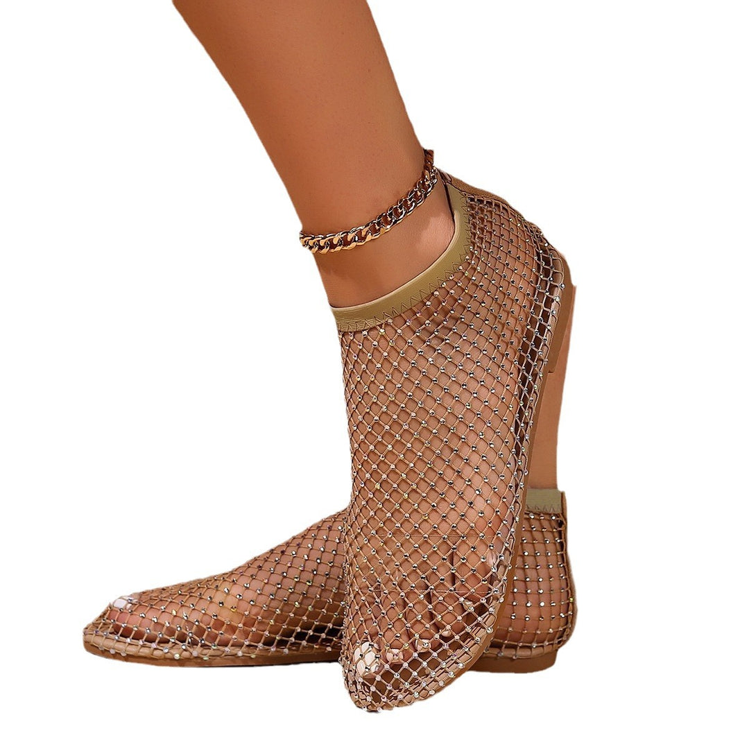 Damen elegante Riemchen-Stiefeletten mit glitzerndem Mesh-Obermaterial R&B