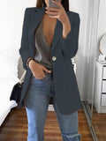 DamenStylische Blazerjacke mit glänzenden Knopfdetails und großzügigen Taschen R&B