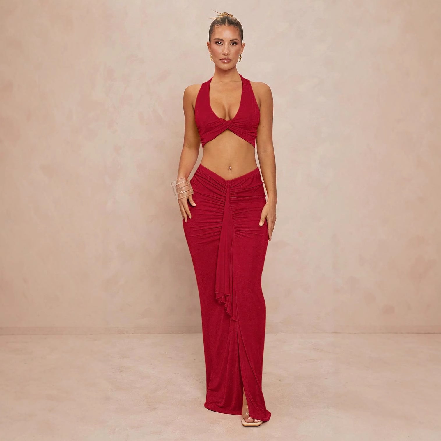 Damen elegantes Bodysuit mit Kreuz-Trageoption und seitlichem Schnitt R&B