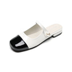 Damen elegante Mules mit modischem Riemen und ansprechendem Farbkontrast