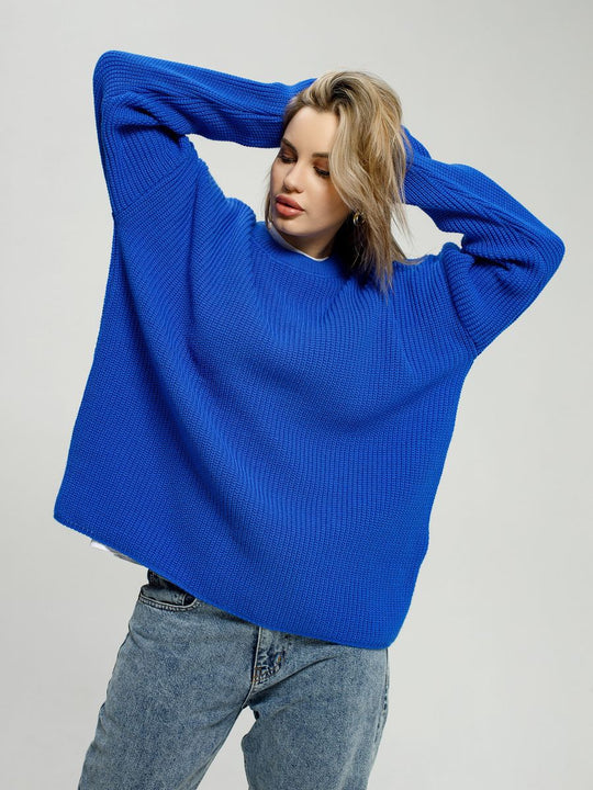 Damen lässiger Oversized Pullover mit strukturiertem Strickmuster R&B