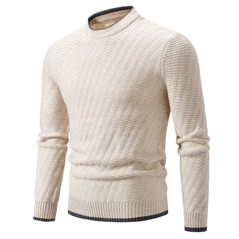 Herren strukturierter Pullover mit hochabschließendem Kragen R&B