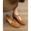 Damen Halbschuhe mit eleganter T-Strap und geflochtenem Design R&B