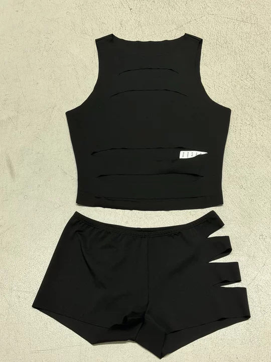 Damen Sportliches Set mit modischen Cut-Outs R&B