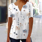 Damen Kurzarm Bluse mit floralem Design R&B