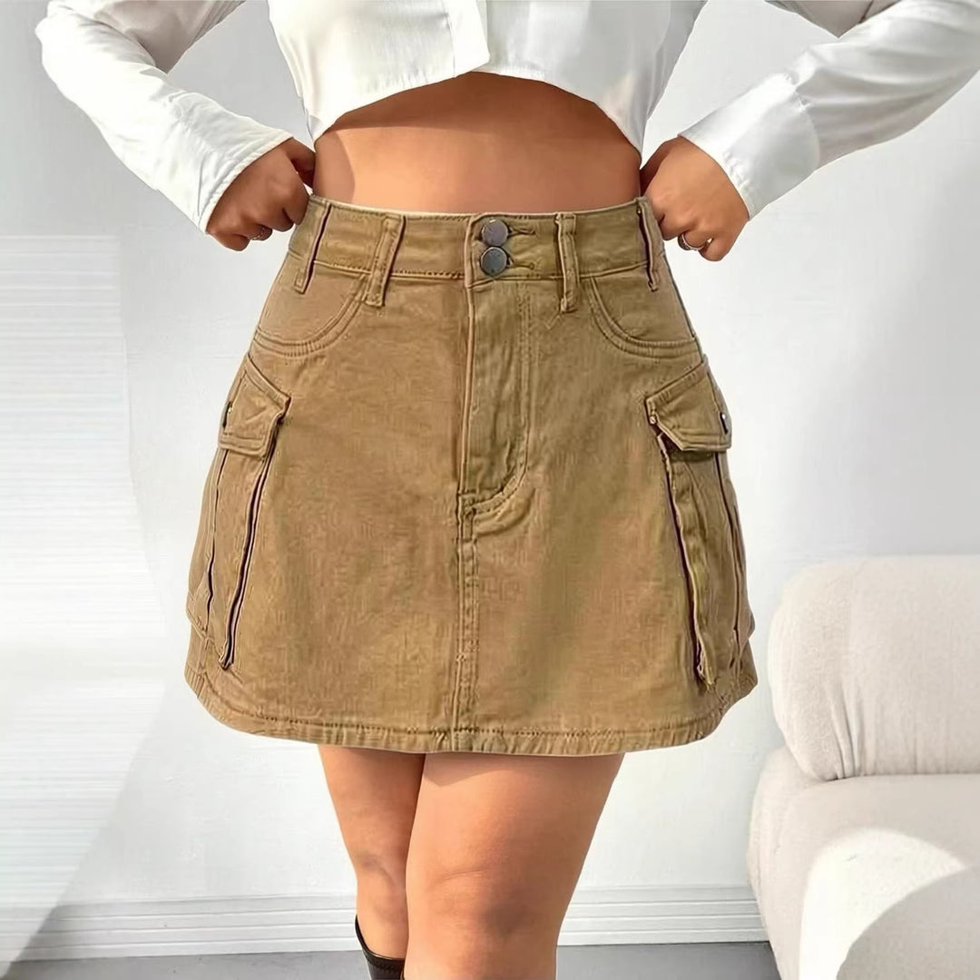 Damen Denim-Minirock mit aufgesetzten Taschen und modernen Details R&B