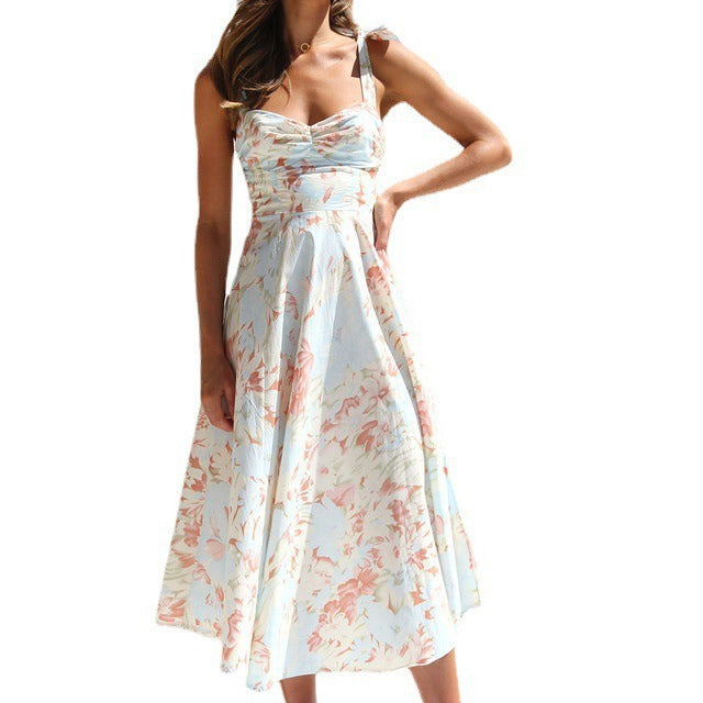 Damen Sommerliches Blumenkleid mit elegantem Spaghettiträger-Design R&B