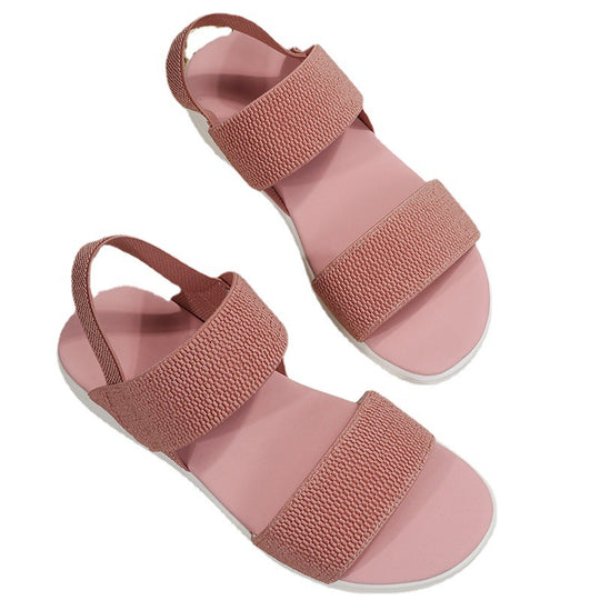 Damen komfortable Sandalen mit elastischen Riemen und buntem Muster R&B