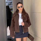 Damen Suede Jacke mit großzügigem Schnitt und eleganten Details R&B