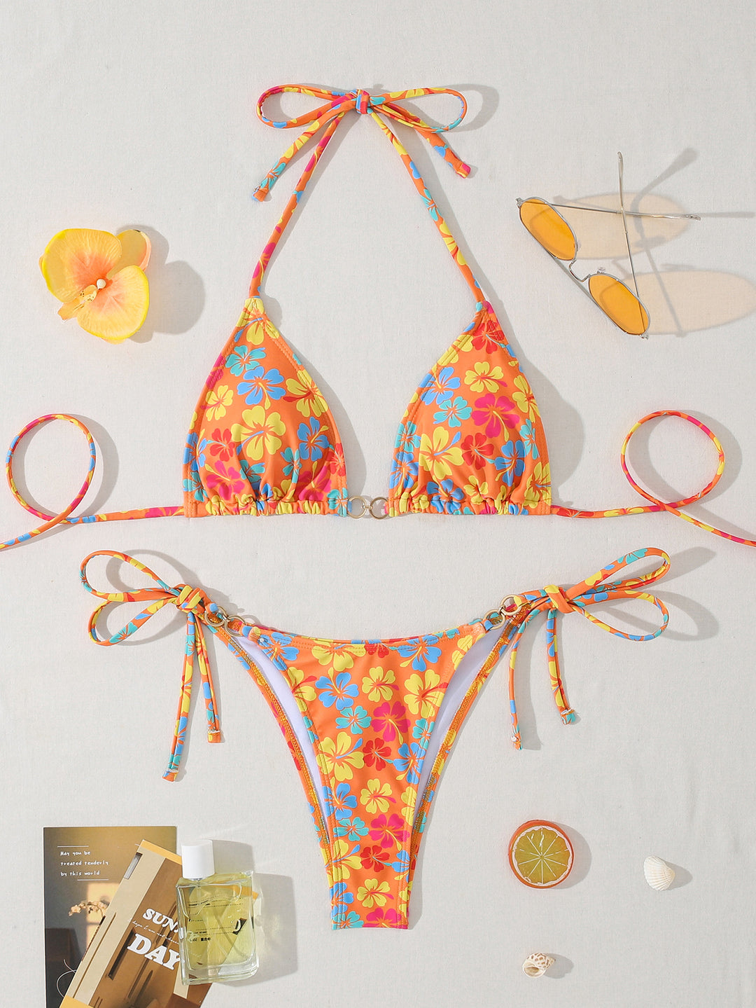 Damen Triangel-Bikini mit modischem Bindeband und strapazierfähigem Stoff R&B