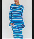 Damen Langarm-Kleid im modischen Streifenlook R&B