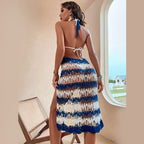 Damen Häkel-Strandkleid mit seitlichen Schlitzen R&B
