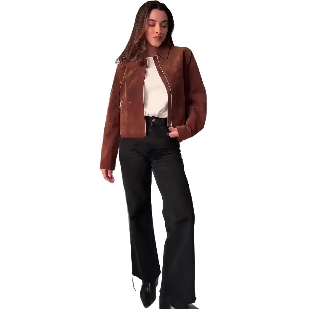 Damen elegante Wildlederjacke R&B