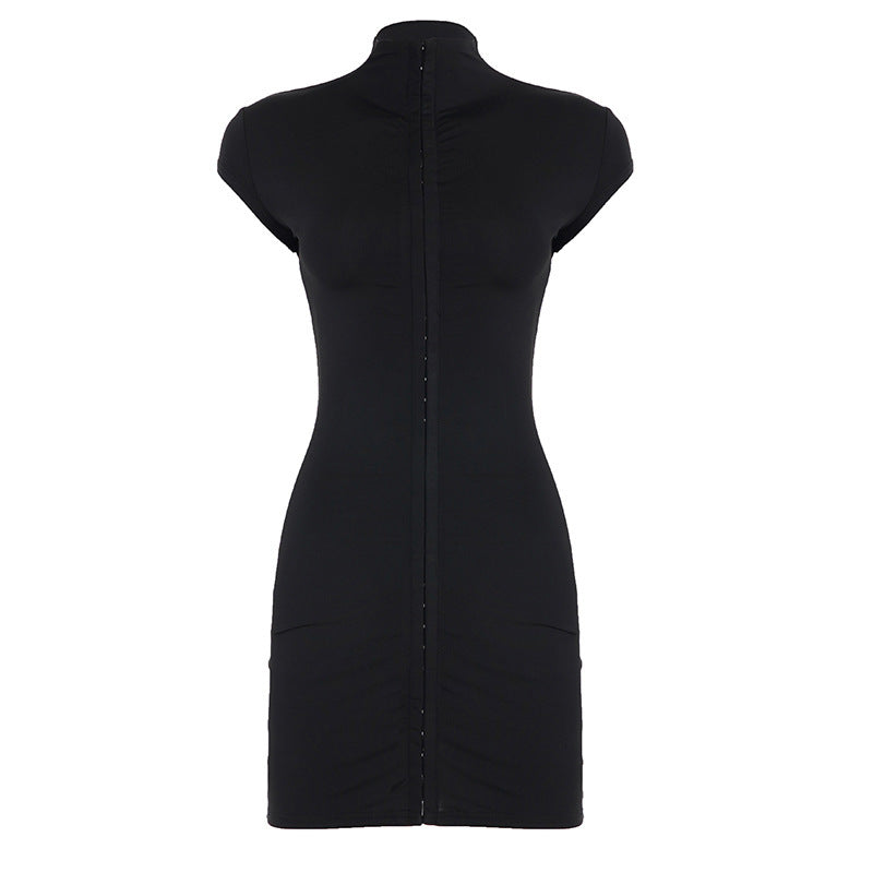 Damen figurbetontes Nachtkleid mit raffiniertem Stehkragen und Knopfleiste R&B