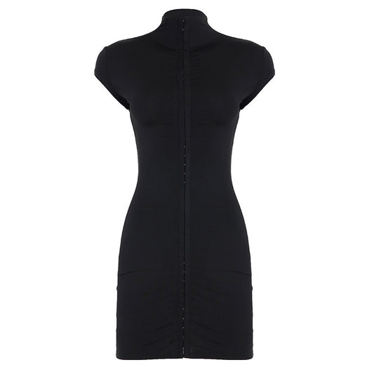 Damen figurbetontes Nachtkleid mit raffiniertem Stehkragen und Knopfleiste R&B